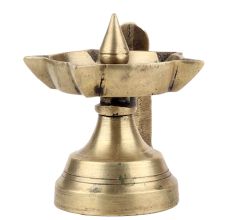 Handmade Golden Brass Oil Lamp 5 Jyot Arti Diya With Cobra Head