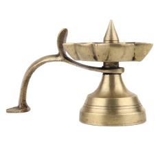 Handmade Golden Brass Oil Lamp 5 Jyot Arti Diya With Cobra Head