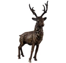 Handmade Black Buck Deer Statue With Huge Antlers
