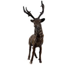 Handmade Black Buck Deer Statue With Huge Antlers