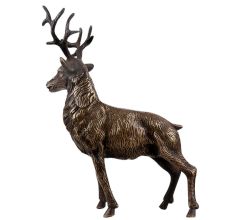 Handmade Black Buck Deer Statue With Huge Antlers