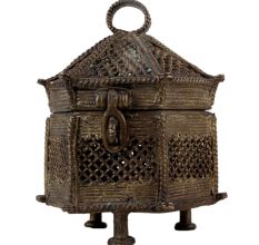 Handmade Dark Finish Brass Jewelry Box Hut Shape Tribal Design