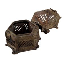 Handmade Dark Finish Brass Jewelry Box Hut Shape Tribal Design