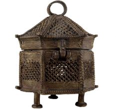 Handmade Dark Finish Brass Jewelry Box Hut Shape Tribal Design