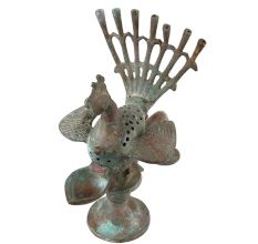 Handmade Green Finish Brass Peacock Incense BurnerÂ And Oil Lamp
