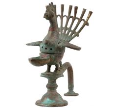 Handmade Green Finish Brass Peacock Incense BurnerÂ And Oil Lamp