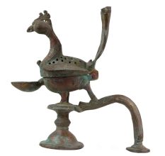 Handmade Green Finish Brass Peacock Incense BurnerÂ And Oil Lamp