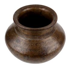 Handmade Dark Finish Brass Holy Water Pot With Engraved Design