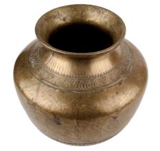 Handmade Golden Brass Hindu Ritual Pot