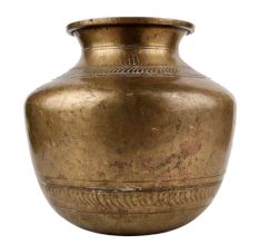 Handmade Golden Brass Hindu Ritual Pot