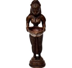 Brass Deep Lakshmi Statue Holding Oil Lamp