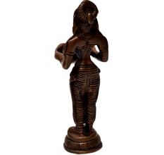 Brass Deep Lakshmi Statue Holding Oil Lamp