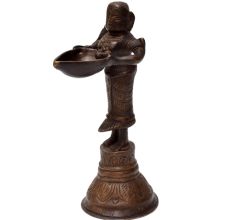 Brass Lady Holding Deepak Or Oil Lamp