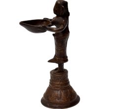 Brass Lady Holding Deepak Or Oil Lamp