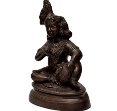 Brass Statue Of Baby Krishna Eating Butter from a Pot