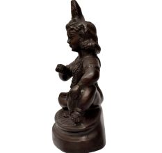 Brass Statue Of Baby Krishna Eating Butter from a Pot