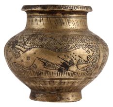 Brass Tiger Engraved Water Pot