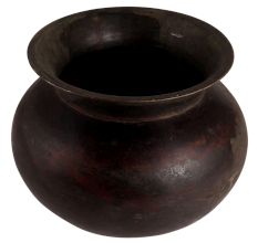 Black Round Pot Or Matka In Dark Finish