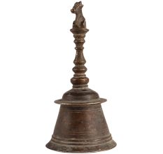 Brass Hand Bell With Nandi Figurine On Top