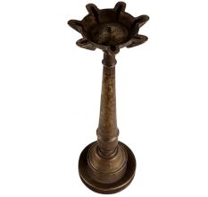 Brass 7 Wick Kuthu Vilakku Oil Lamp In Antique Finish