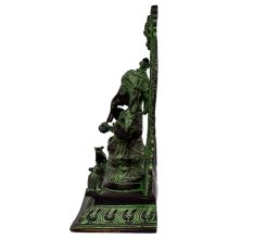 Brass Ganesha Statue In Green Finish And Arch