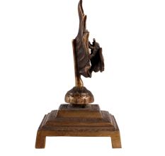 Brass Leaf With Bee Table Accent