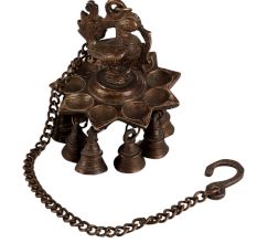Peacock Design Brass Hanging DiyaÂ With Bells