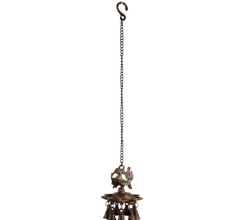 Peacock Design Brass Hanging DiyaÂ With Bells