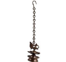 Brass Peacock Hanging Diya With Long Chain