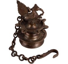 Brass Peacock Hanging Diya With Long Chain
