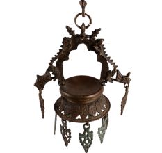 Brass Oil Lamp with Dragons on the Roof