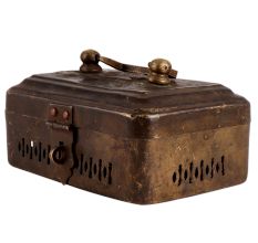 Old Rustic Brass Storage Box With Handle