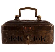 Old Rustic Brass Storage Box With Handle