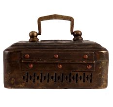 Old Rustic Brass Storage Box With Handle