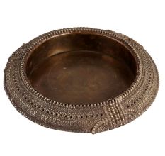Vintage Brass Ashtray With Tribal Carvings