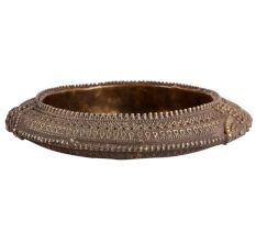 Vintage Brass Ashtray With Tribal Carvings