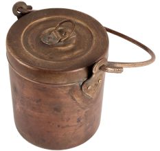 Old Brass Bucket With Lid And Knob Finial