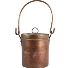 Old Brass Bucket With Lid And Knob Finial