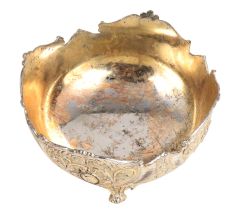 White Metal Bowl With Scalloped Edges And Legs