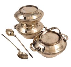 Brass Tiffin Box with 4 Compartments and 2 Spoons