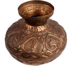 God Symbols Embossed  Brass Water Pot