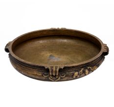Designer Brass Urli having Enameled Peacock