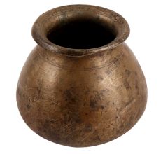 South Indian Brass Water Pot With Dark Patina