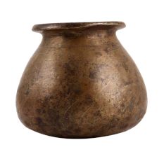 South Indian Brass Water Pot With Dark Patina