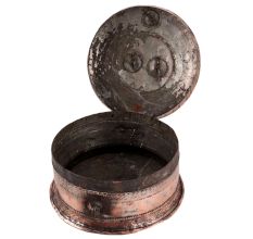 Large Decorative Mughal Round Copper Box with Lid
