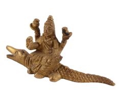 Brass Statue Of Maa Ganga Sitting on Crocodile