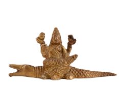 Brass Statue Of Maa Ganga Sitting on Crocodile