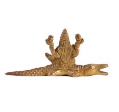 Brass Statue Of Maa Ganga Sitting on Crocodile