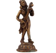 Brass Goddess Statue From Nepal In Brown Finish