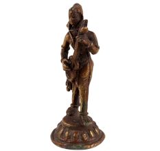 Brass Goddess Statue From Nepal In Brown Finish